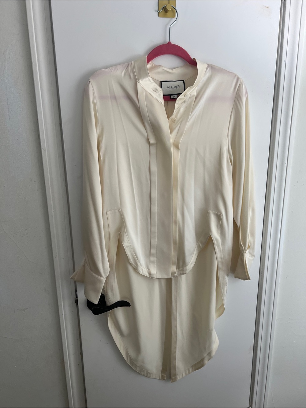 Alexis Cream Silk-Like Button Front Shirt - Picture 3 of 11